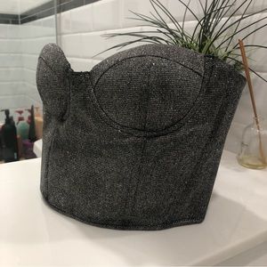 Glitter bustier tube top /  zipper closure